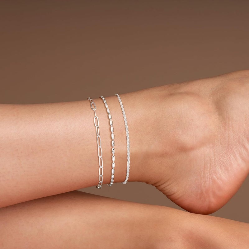 Robaice Ankle Bracelets for Women, Glitter Waterproof Adjustable Anklet for Women, 14K Gold Plated/Sterling Silver Layered Anklets, Summer Beach Anklet Jewelry for Women Gift - Image 4